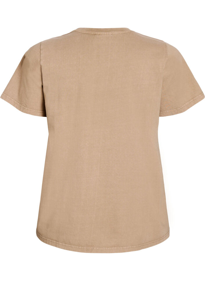 T-shirt en coton bio avec un aspect délavé, Beige, Packshot