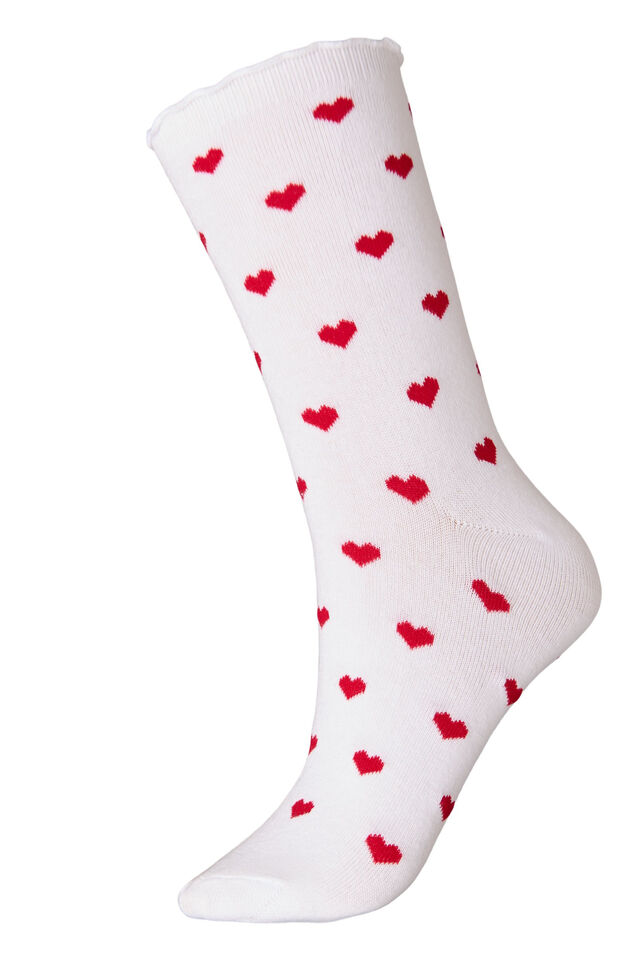 Chaussettes en coton &agrave; motifs, Blanc, Packshot image number 0