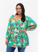 Blouse en viscose imprimée à manches 3/4, Vert, Model image number 0