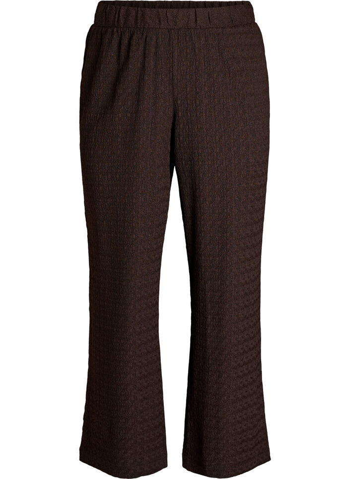 Pantalon avec texture ondul&eacute;e, Marron, Packshot image number 0