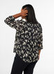 Chemise &agrave; motifs avec col montant et manches 3/4, Noir, Model image number 2