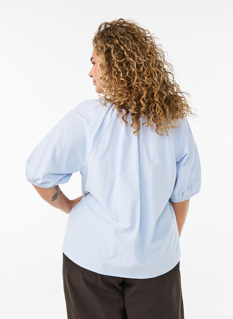 Chemisier avec fermeture boutonn&eacute;e et ceinture &agrave; nouer, Bleu Clair, Model image number 2