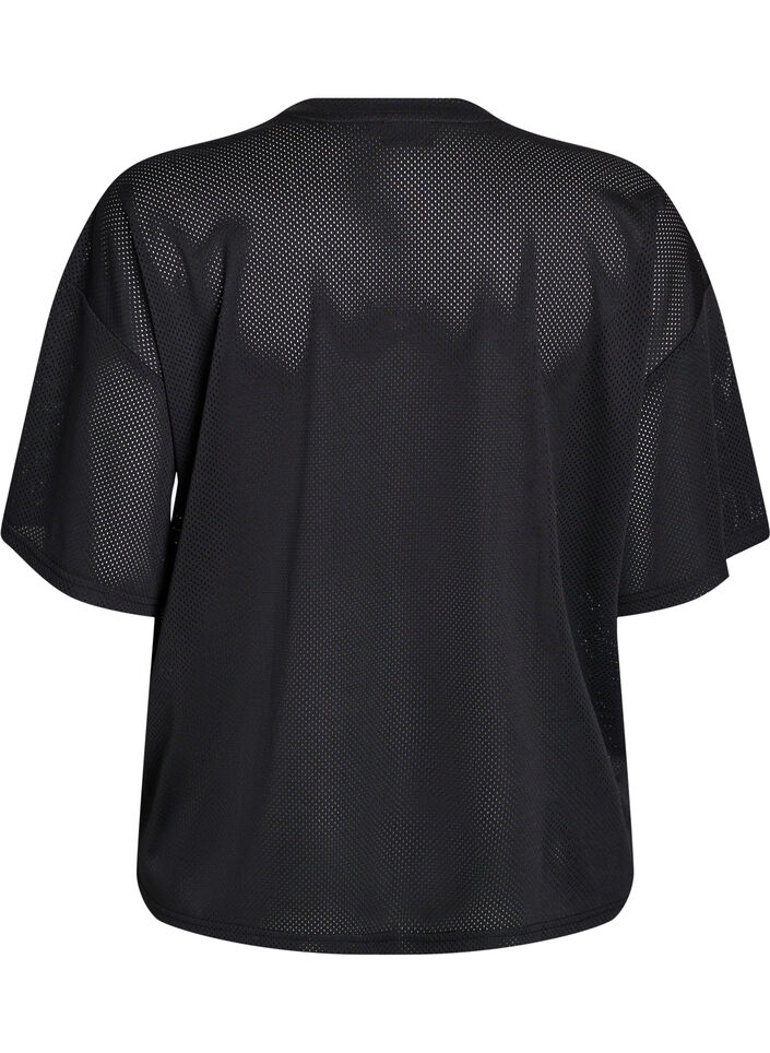 T-shirt sport avec imprimé devant, Black, Packshot image number 1
