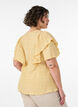 Blouse avec texture smock&eacute;e et manches &agrave; volants, Jaune clair, Model image number 2