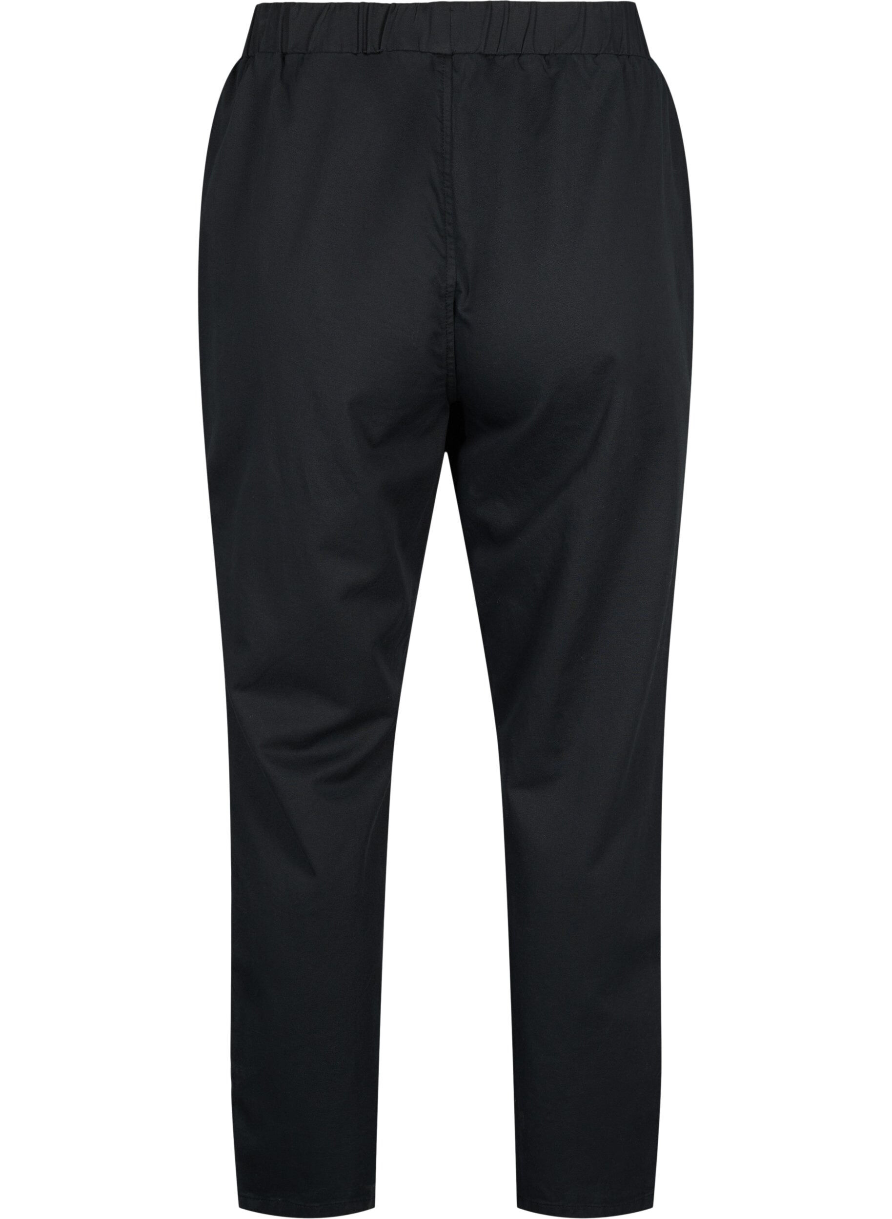 Zizzi Pantalon en coton et lin avec poches, Black, Packshot image number 1