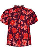 Blouse florale en viscose avec manches &agrave; volants, Violet, Packshot image number 0