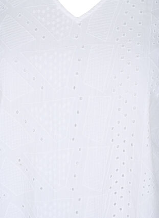 Robe en coton à manches courtes avec broderie anglaise, Bright White, Packshot image number 2