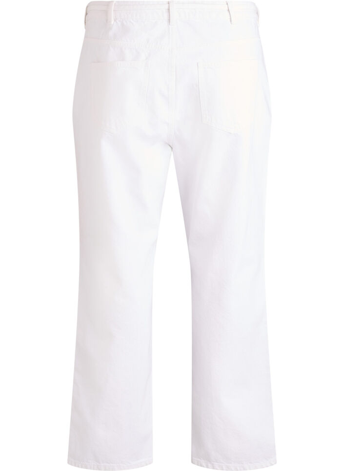 Jean à coupe droite et à ceinture à nouer, Blanc, Packshot image number 1