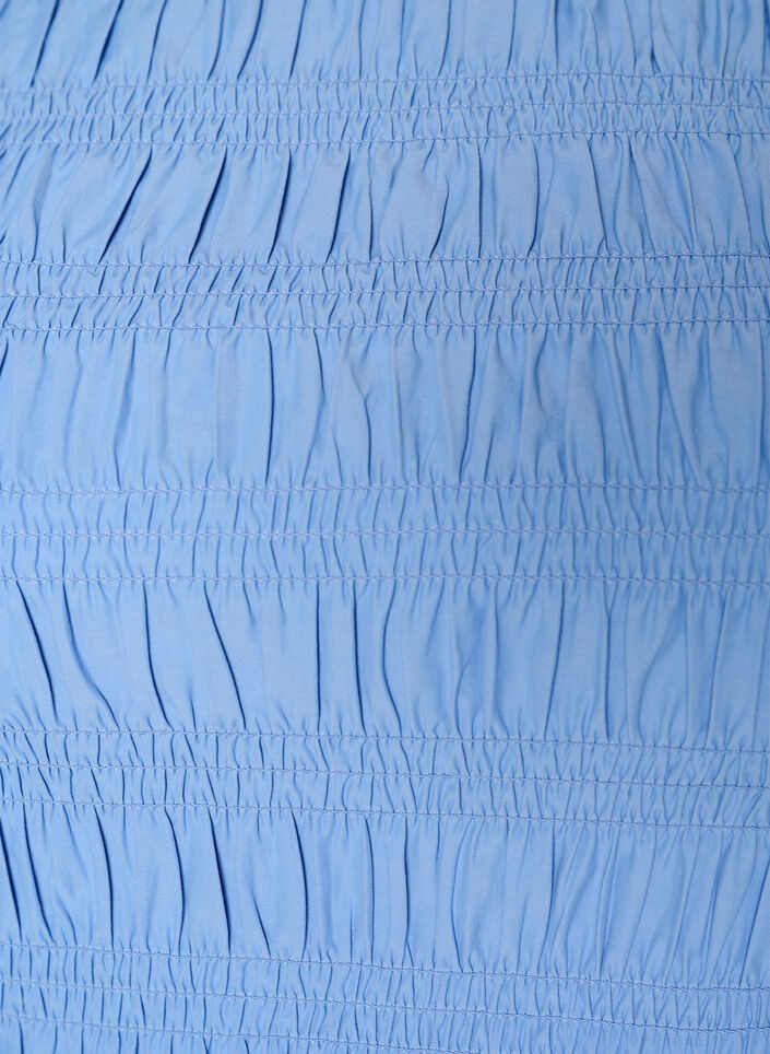 Haut smock&eacute; avec col bateau et basque, Bleu, Packshot image number 2