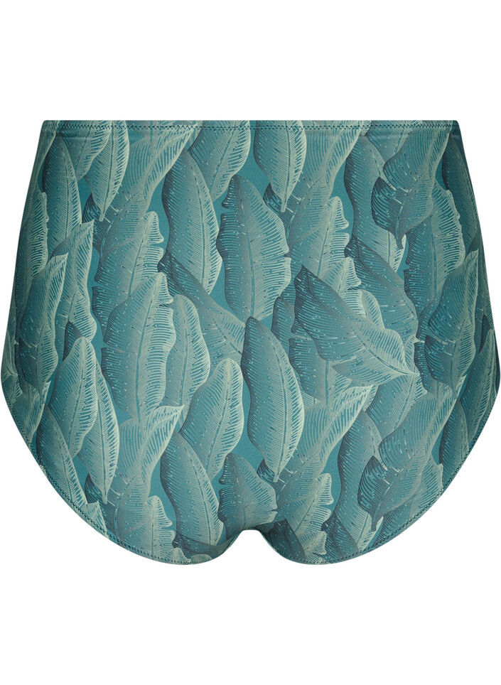 Culotte de bikini imprim&eacute;e et taille haute, Vert fonc&eacute;, Packshot image number 1