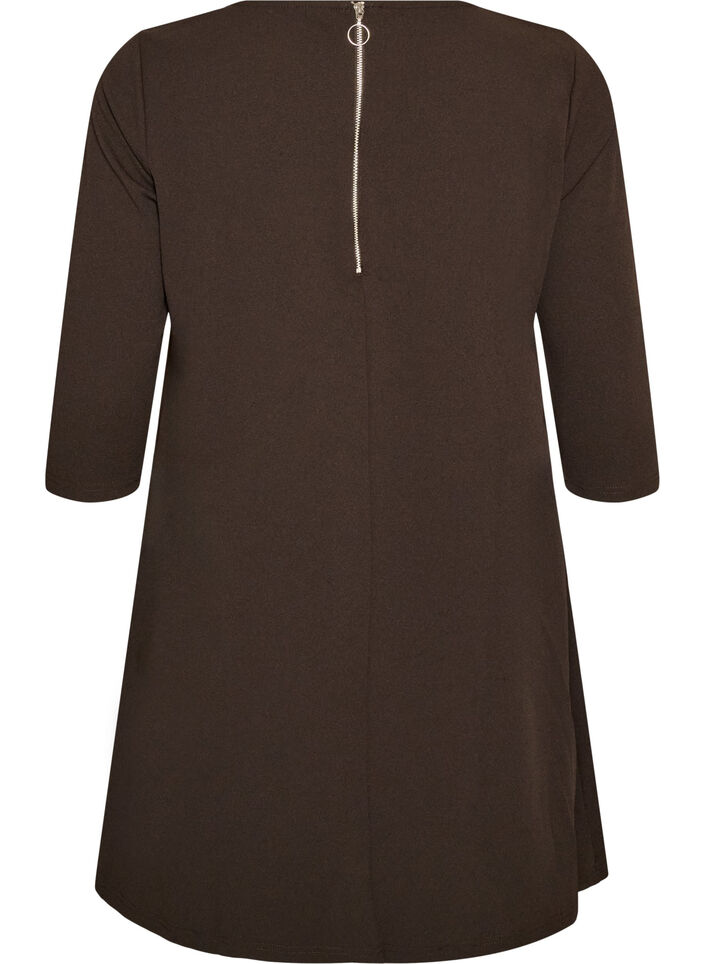 Robe courte avec une coupe &eacute;vas&eacute;e et des manches 3/4, Marron, Packshot image number 1