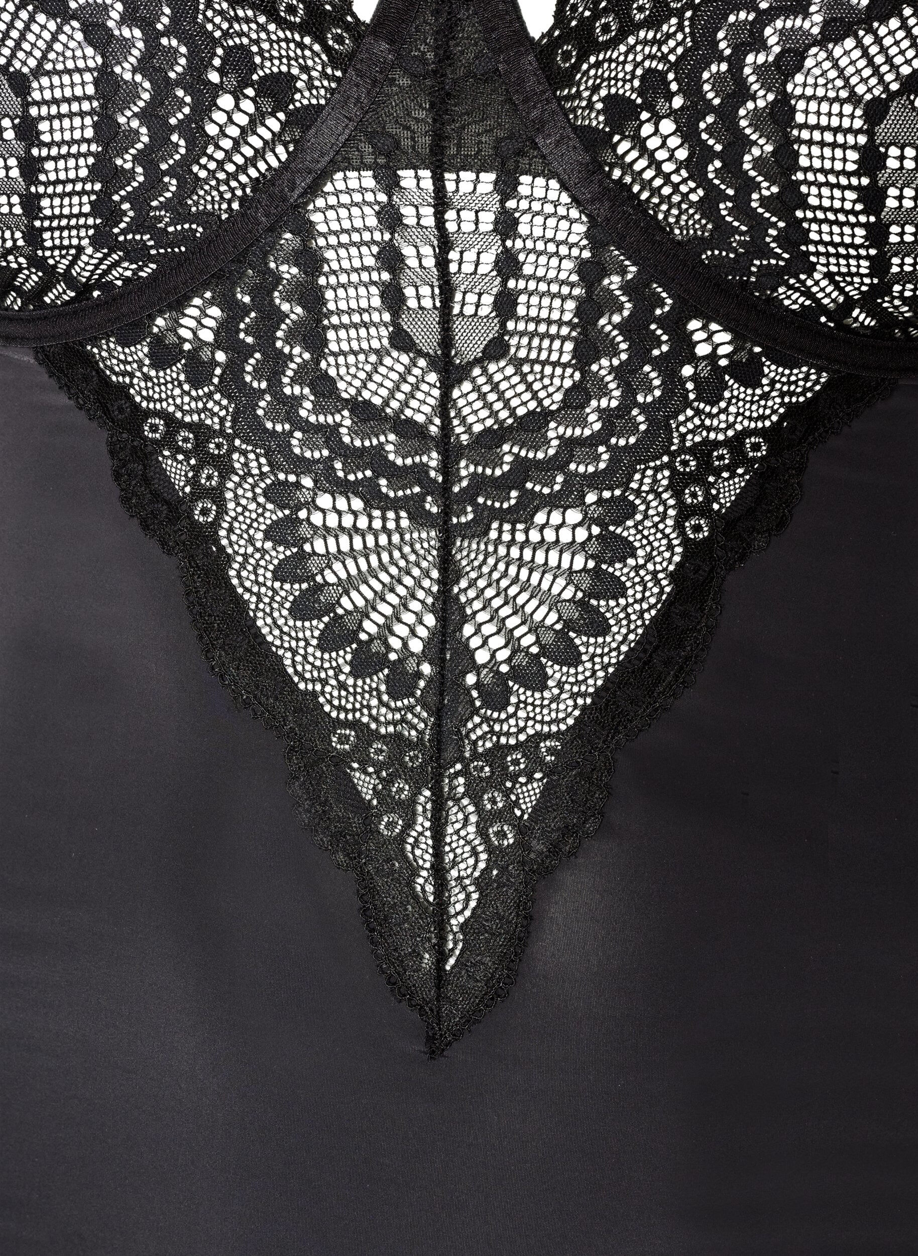 ZizziBody en dentelle &agrave; armatures avec d&eacute;tails de lani&egrave;res, Noir, Packshot image number 2