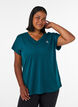 T-shirt d&rsquo;entra&icirc;nement ample avec col en V, Vert fonc&eacute;, Model image number 0