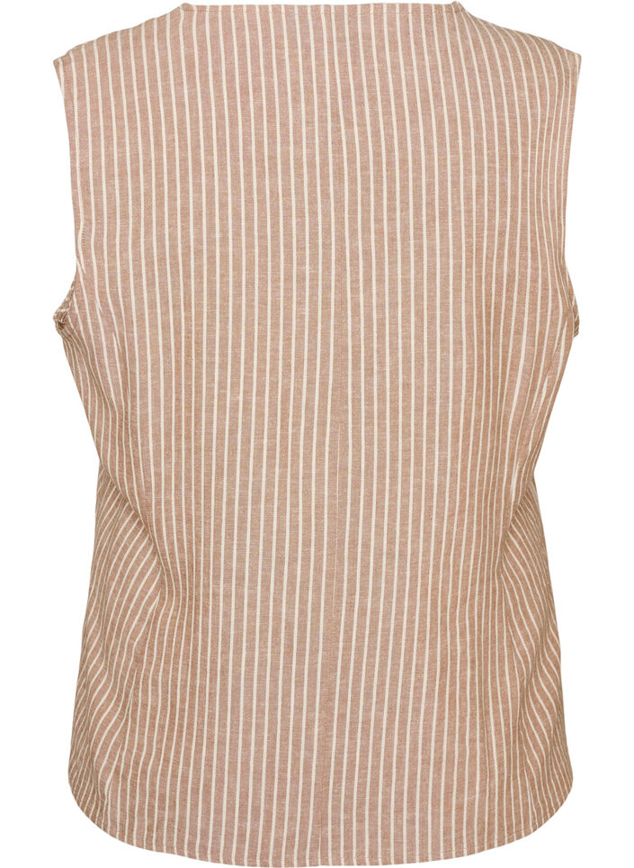 Gilet ray&eacute; en lin et viscose, Beige, Packshot image number 1