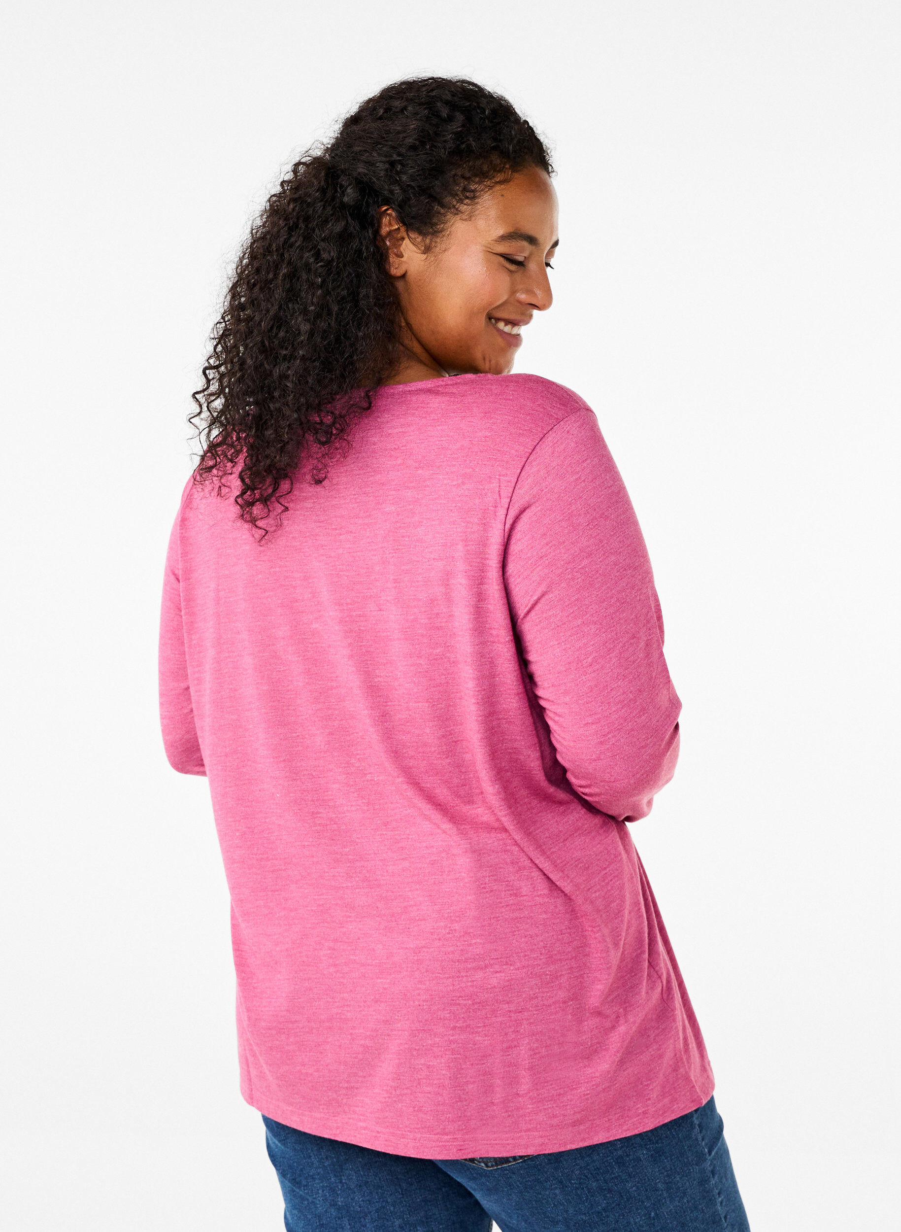 Zizzi T-shirt &agrave; manches longues et &agrave; col rond, Malaga Mel., Model image number 1