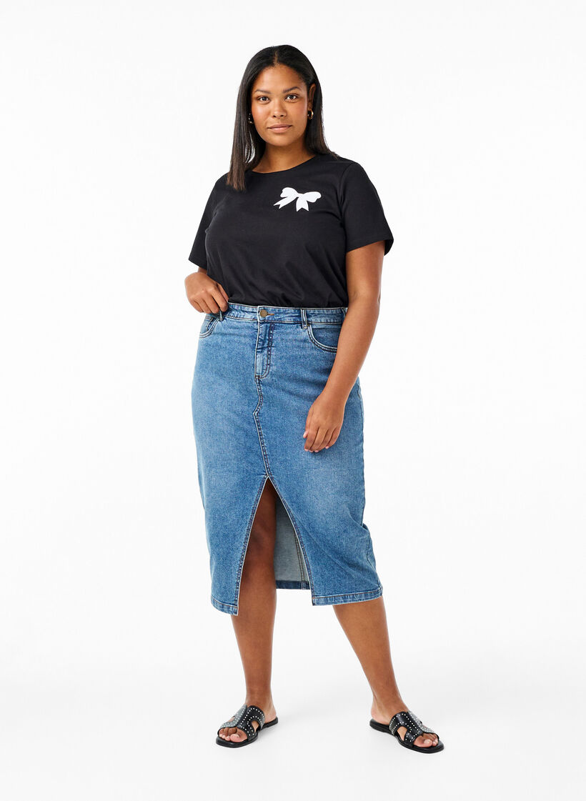 T-shirt en coton avec nœud papillon, Black W. White, Model image number 2