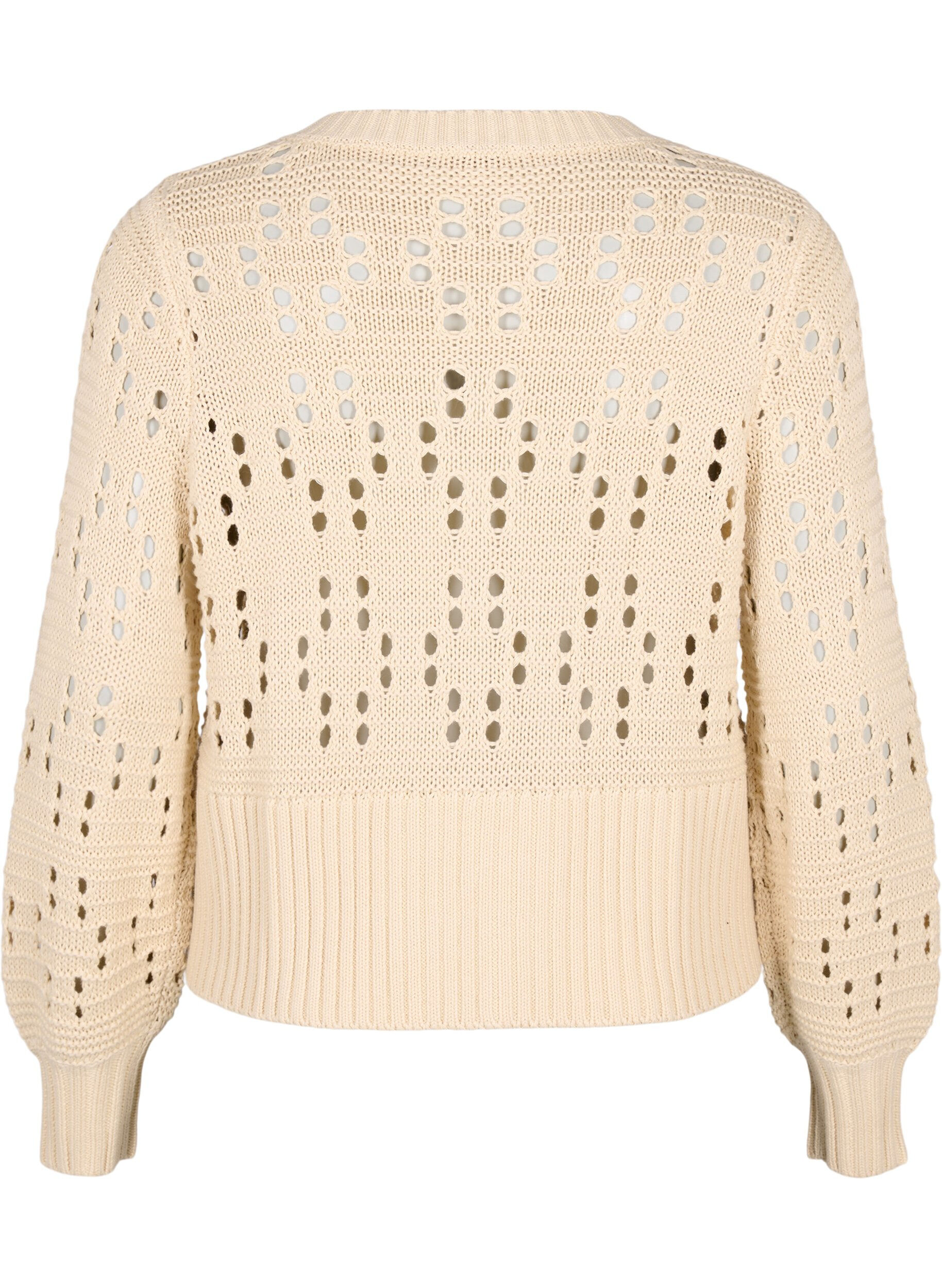 Zizzi Cardigan en maille avec liens et motifs ajour&eacute;s, Birch, Packshot image number 1