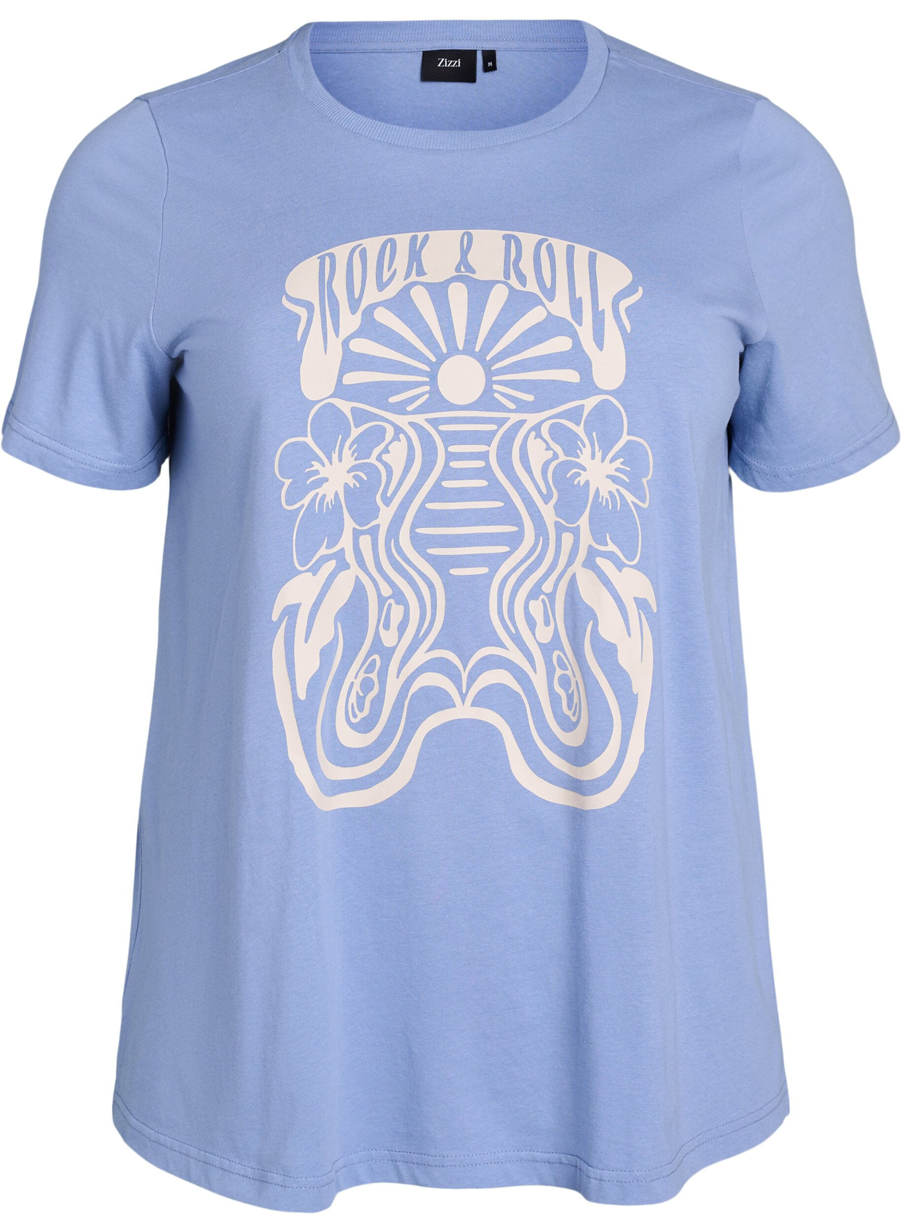 Zizzi T-shirt avec imprim&eacute; r&eacute;tro, Bleu, Packshot image number 0