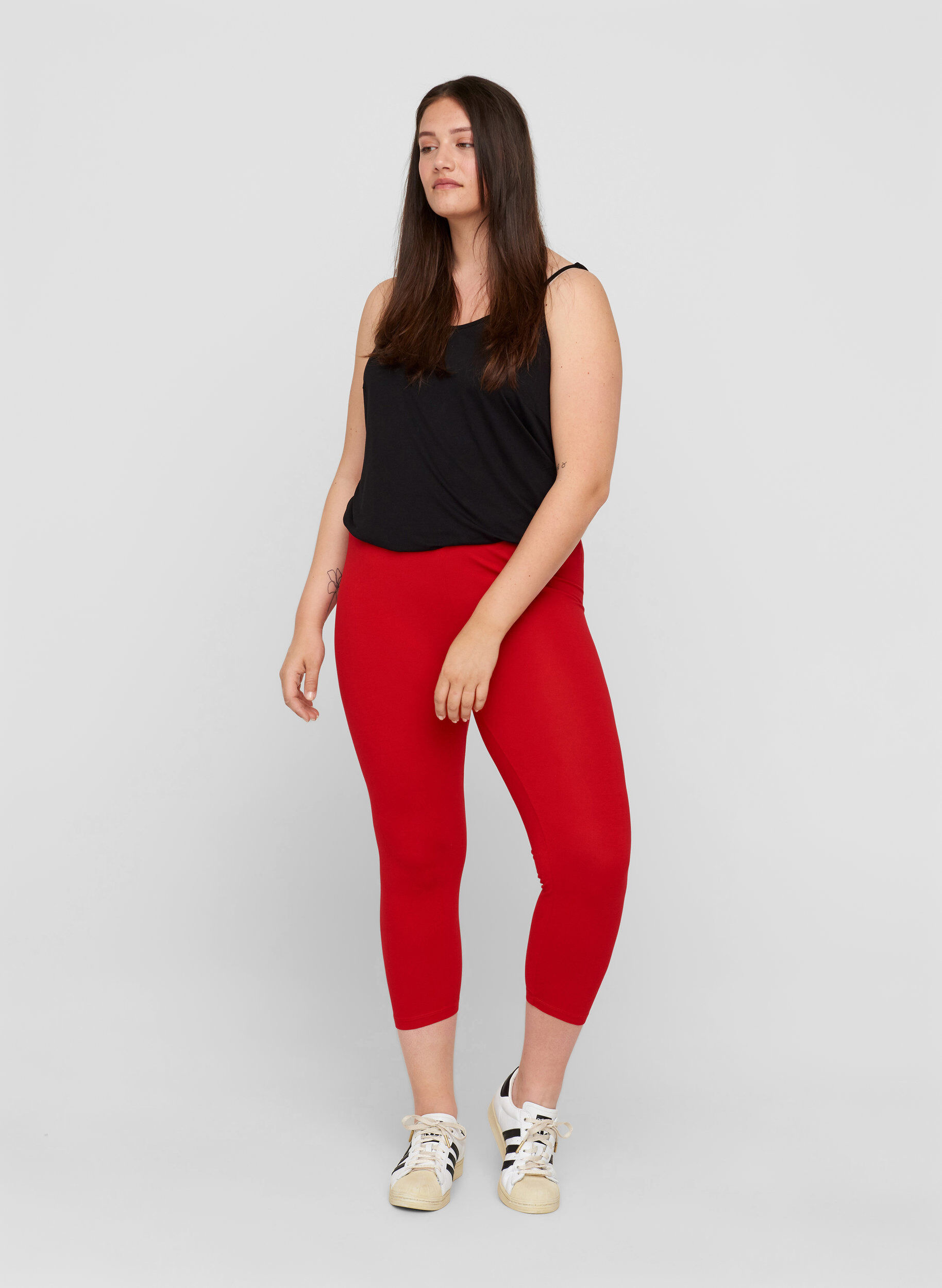 Zizzi Legging 3/4 basique, Tango Red, Model image number 0