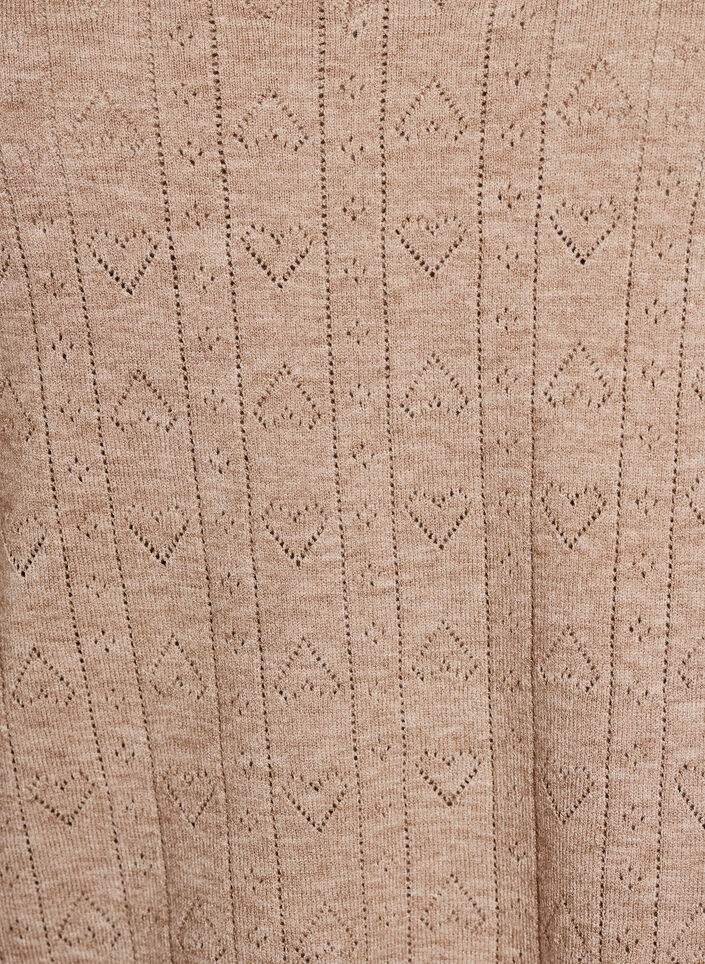 Blouse en maille pointelle &agrave; manches courtes, Beige, Packshot image number 2