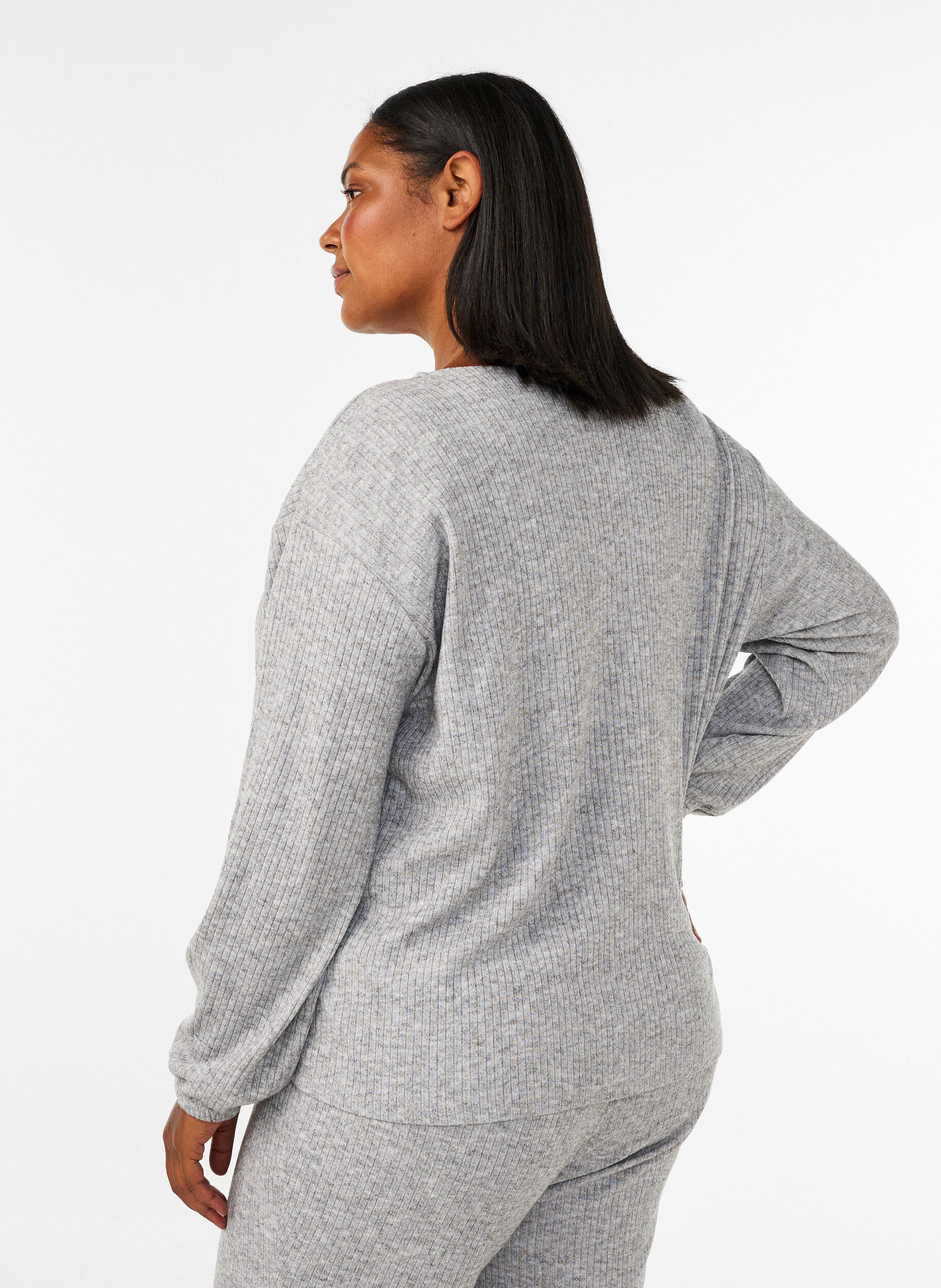 ZizziBlouse en jersey c&ocirc;tel&eacute; avec col en V, Gris, Model image number 2