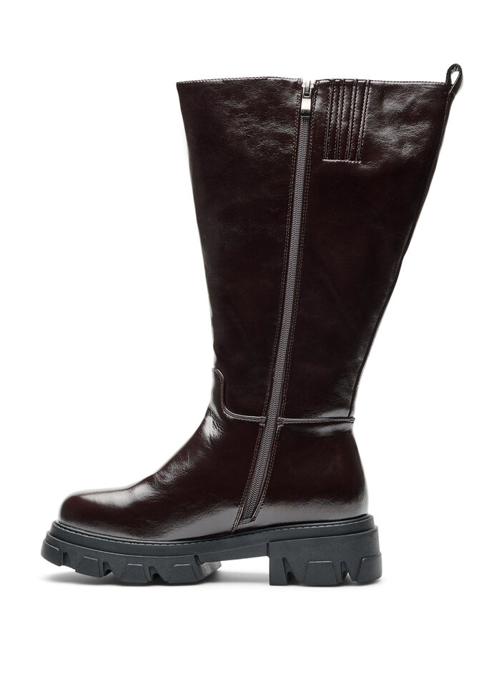 Botte haute avec un aspect l&eacute;g&egrave;rement craquel&eacute;, Marron, Packshot