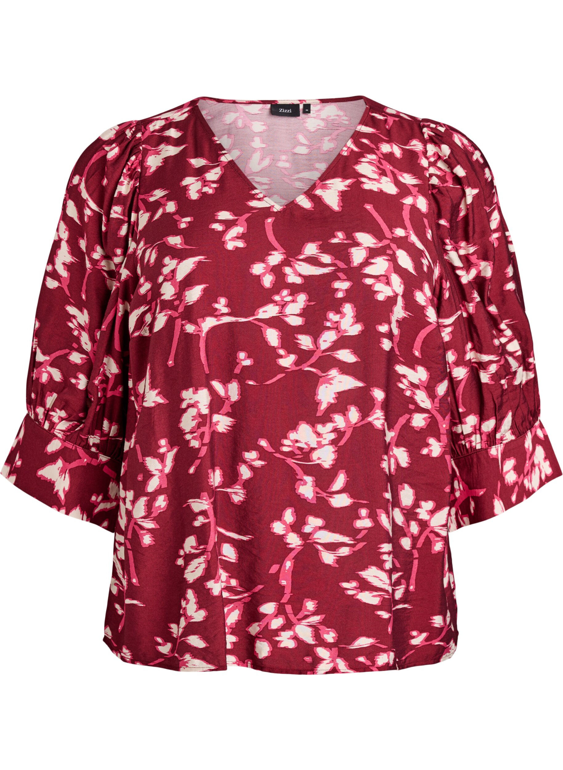 Blouse avec col en V et manches 3/4