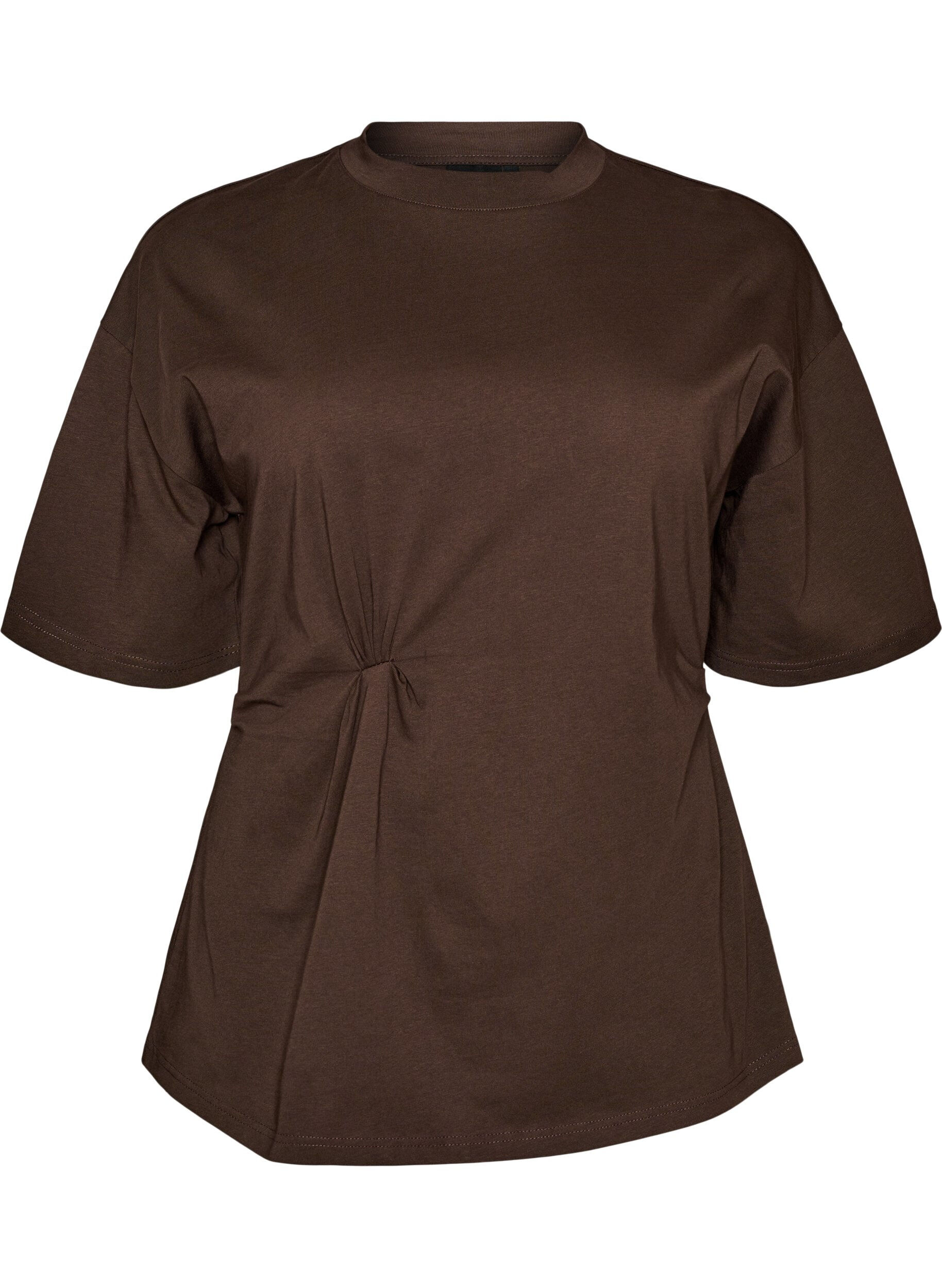 ZizziT-shirt avec d&eacute;tail drap&eacute;, Marron, Packshot image number 0