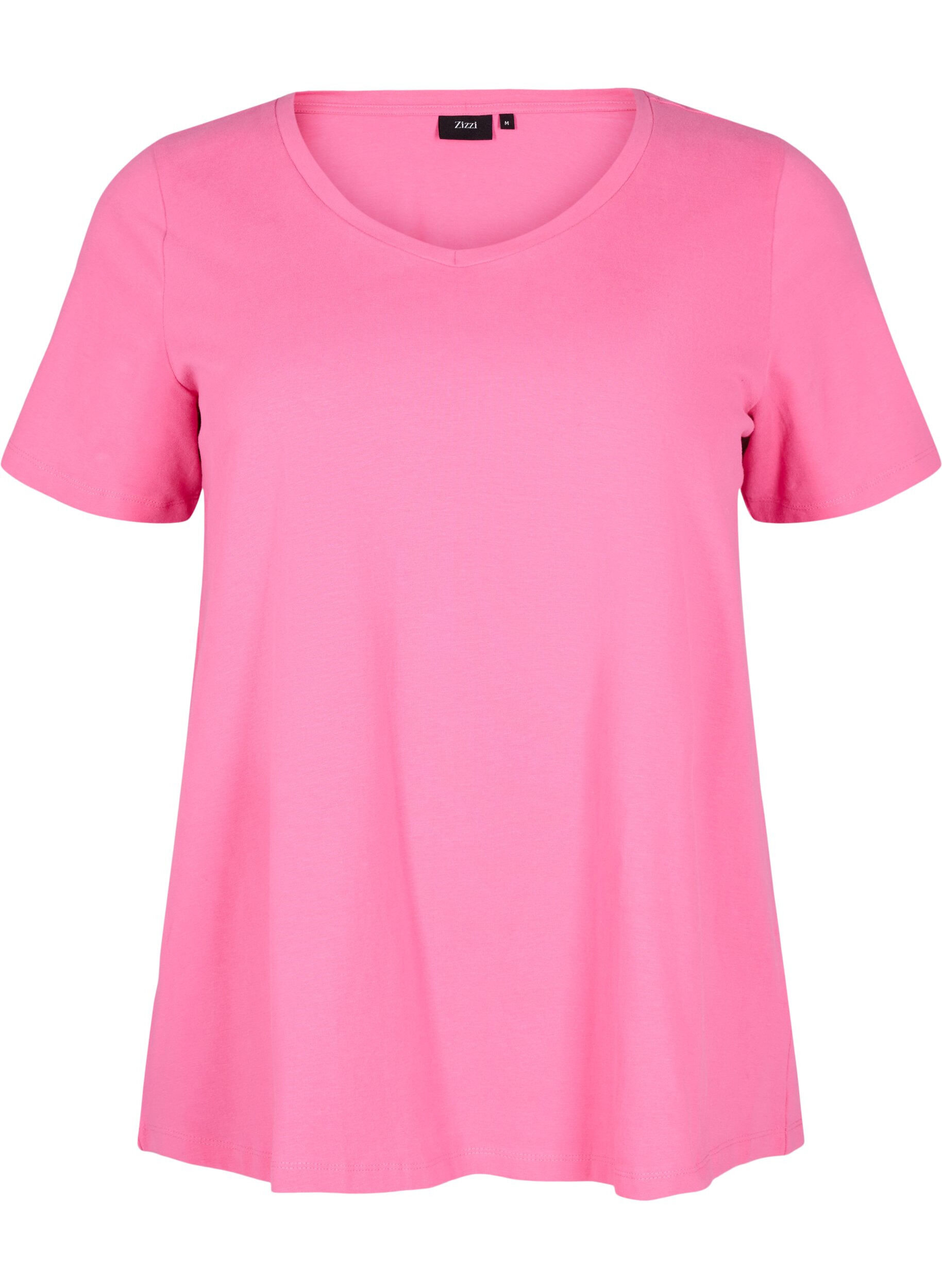 ZizziT-shirt basique en coton de couleur unie, Rose, Packshot image number 0