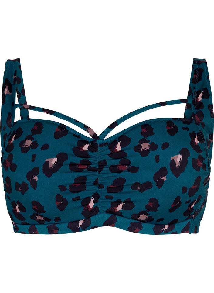 Soutien-gorge de bikini avec drapage et lanière, Leopard, Packshot image number 0
