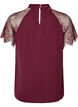Blouse &agrave; col montant avec manches courtes en dentelle, Bordeaux, Packshot image number 1
