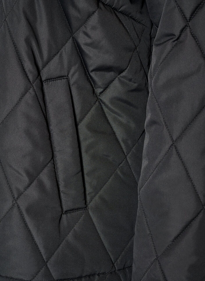 Veste l&eacute;g&egrave;rement matelass&eacute;e en losange, Noir, Packshot image number 3