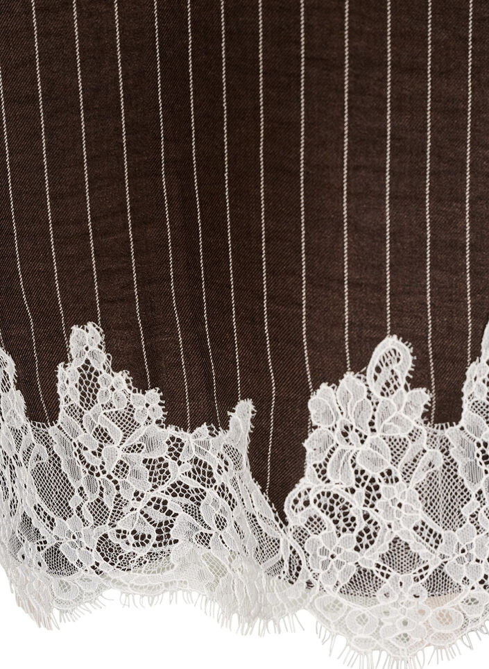 Chemise &agrave; fines rayures avec finitions en dentelle, Marron, Packshot image number 3