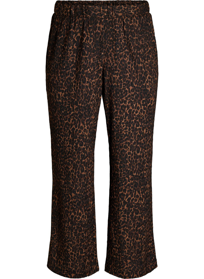 Pantalon avec texture ondul&eacute;e, Marron, Packshot image number 0