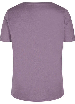 T-shirt chiné avec imprimé et manches courtes, Vintage Violet Mel., Packshot image number 1