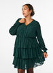 Robe courte &agrave; volants et motif textur&eacute;, Vert fonc&eacute;, Model image number 0