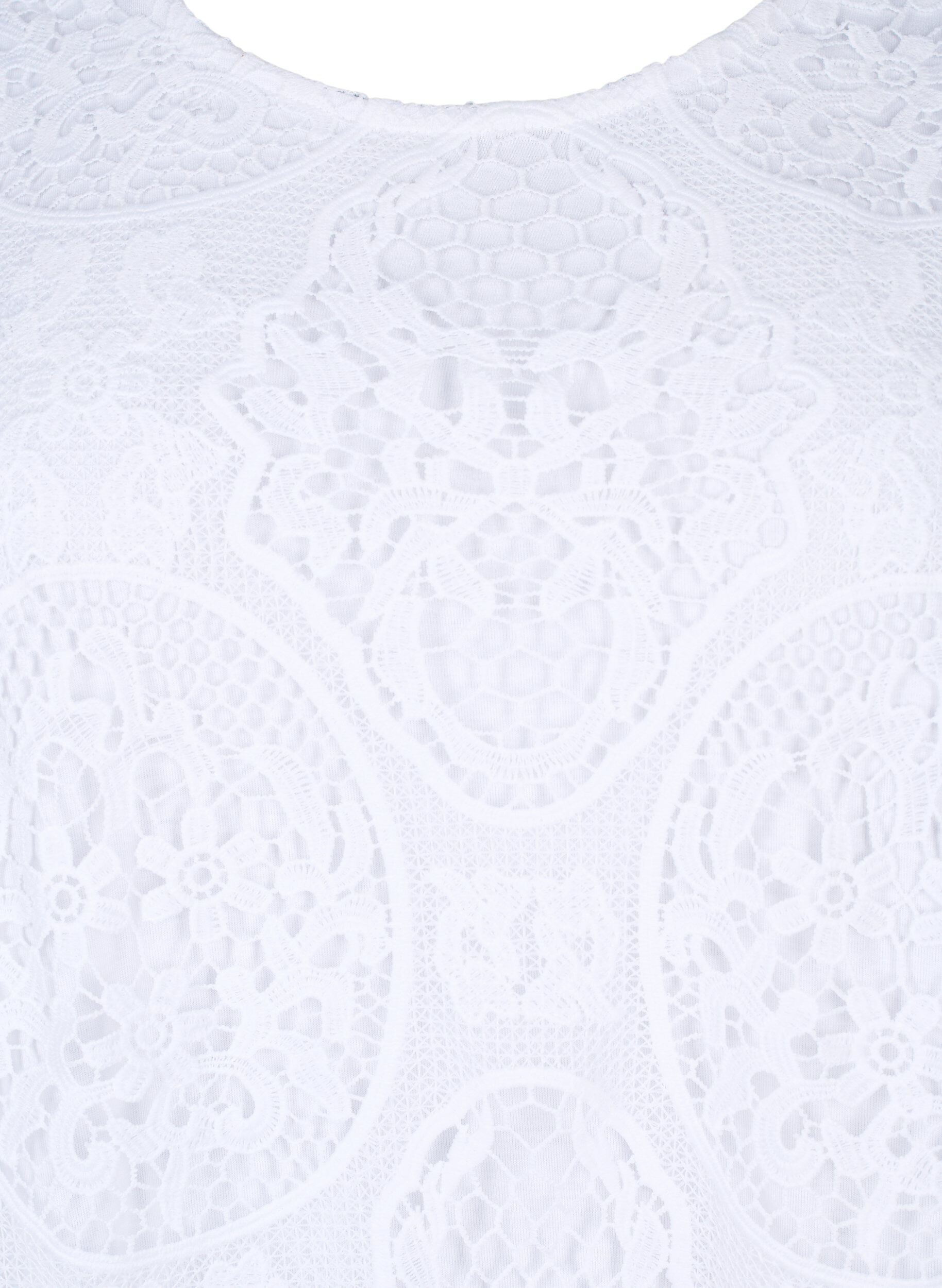 Zizzi Robe de soir&eacute;e en dentelle &agrave; manches courtes, Bright White, Packshot image number 2