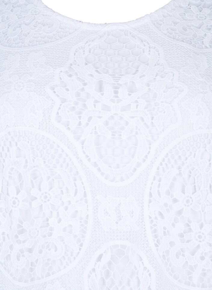 Robe de soirée en dentelle à manches courtes, Bright White, Packshot image number 2