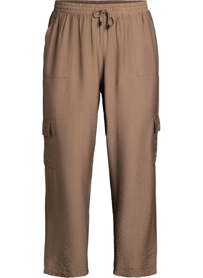Pantalon cargo taille haute, Beige, Packshot image number 0