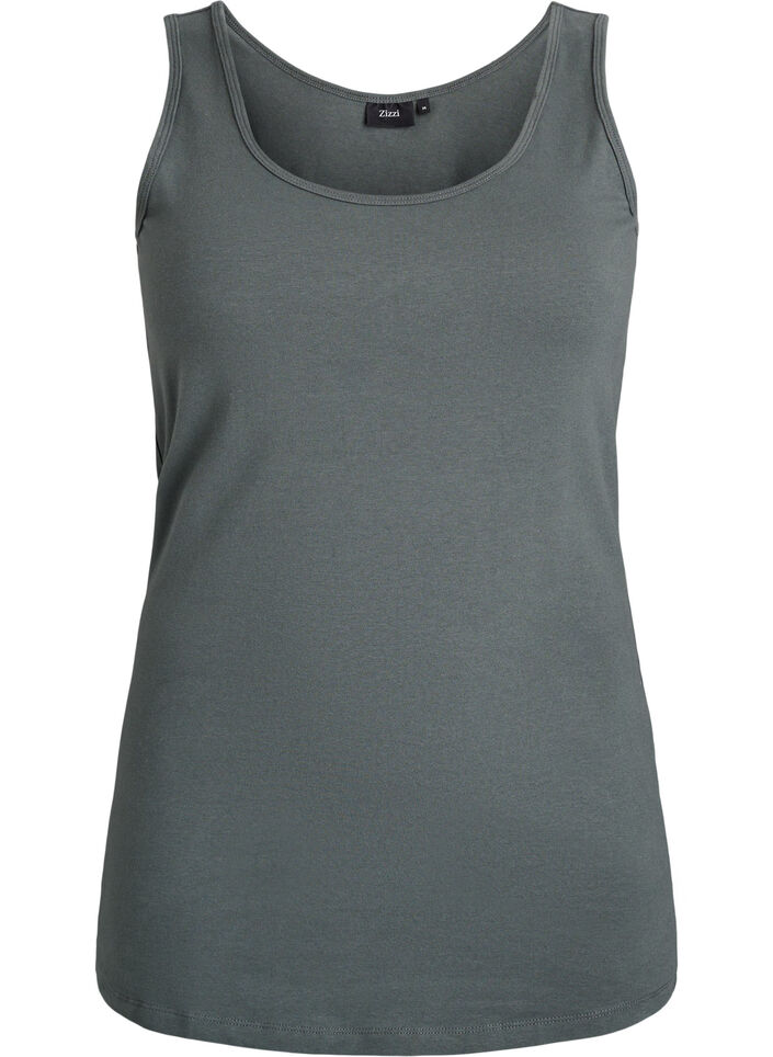 Haut uni Basic en coton, Vert fonc&eacute;, Packshot image number 0