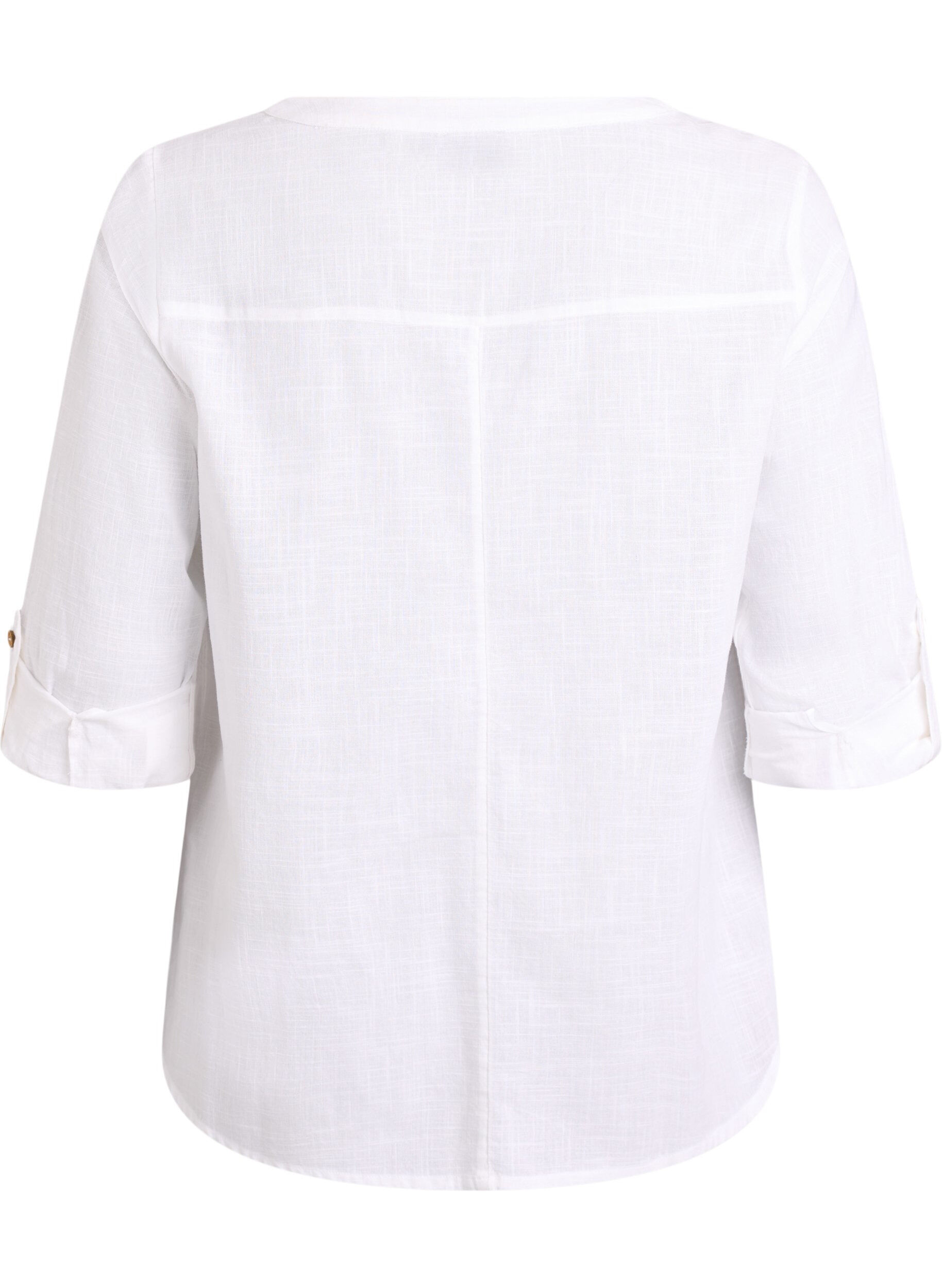 ZizziChemisier en coton avec col en V, Blanc, Packshot image number 1