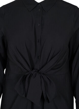Robe chemise avec détail de lien et fente, Black, Packshot image number 2