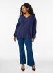 Blouse en viscose avec col en V et ourlet arrondi, Bleu, Model image number 1