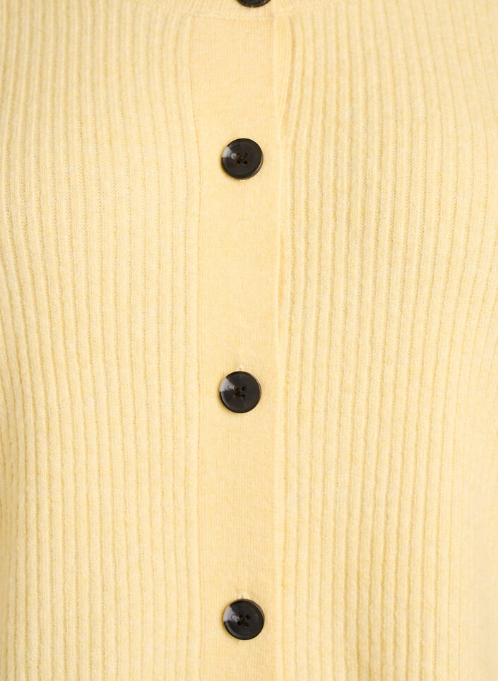 Cardigan en tricot côtelé avec boutons, Jaune clair, Packshot