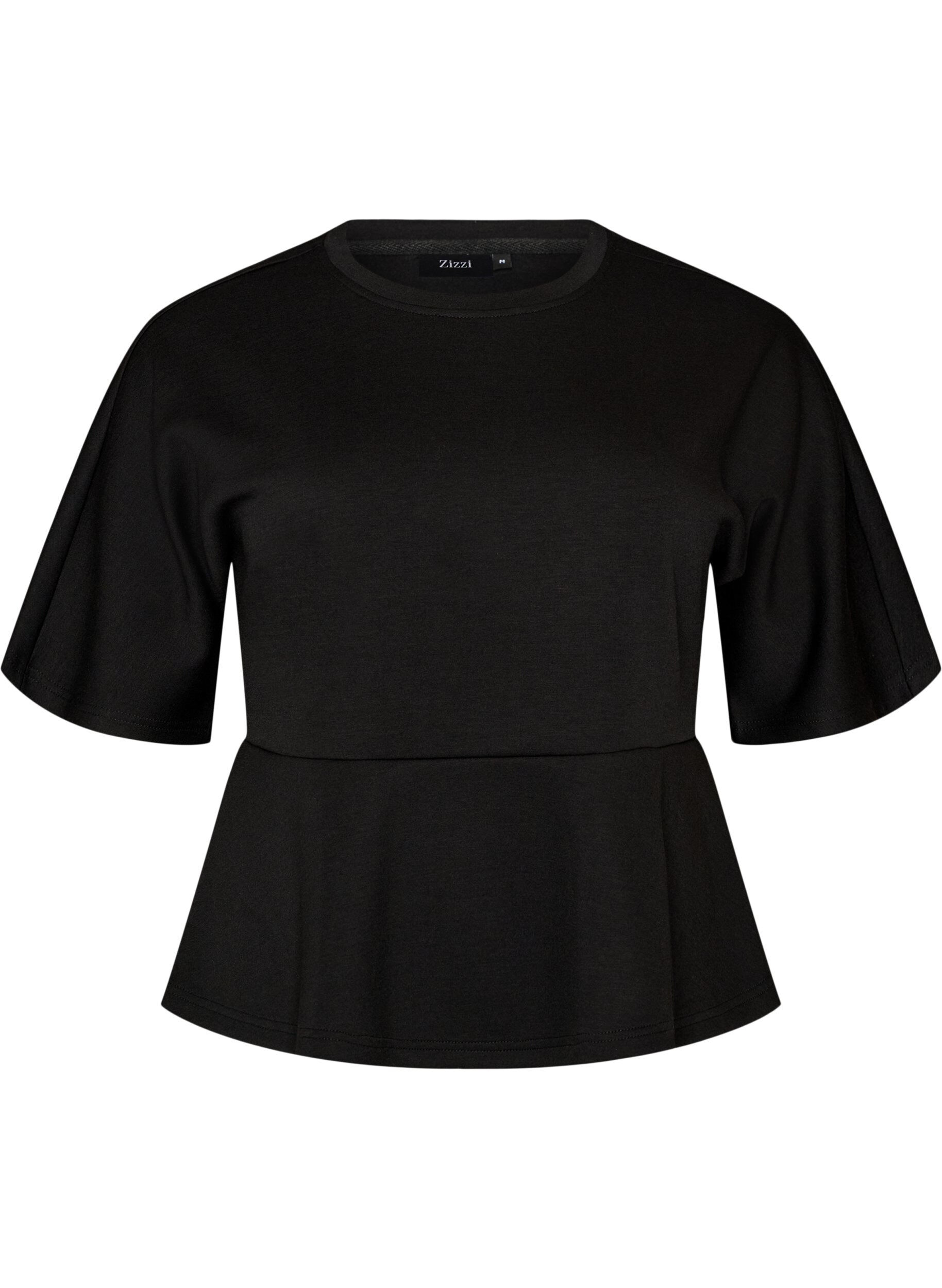 ZizziBlouse peplum avec manches longueur coude, Noir, Packshot image number 0