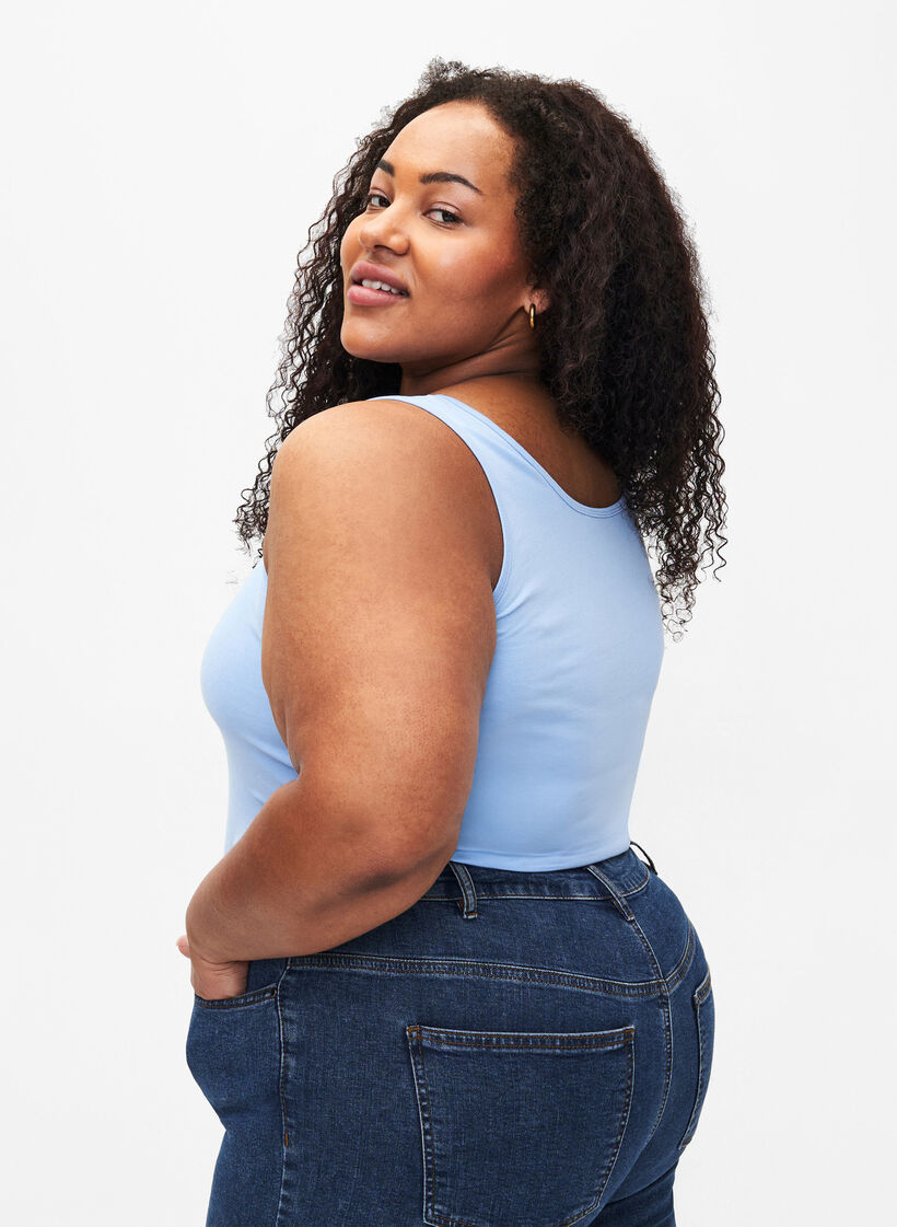 Haut basique en coton, Bleu Clair, Model image number 2