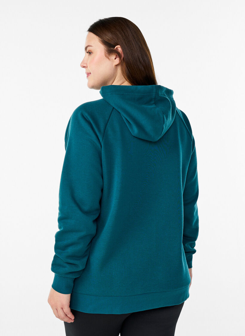 Sweat &agrave; capuche avec motif brod&eacute; devant, Vert, Model