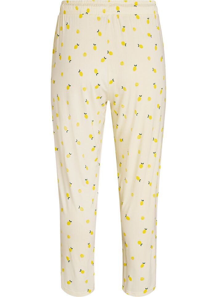 Pantalon de pyjama en jersey doux avec taille haute et imprim&eacute; fruits, Jaune clair, Packshot image number 1
