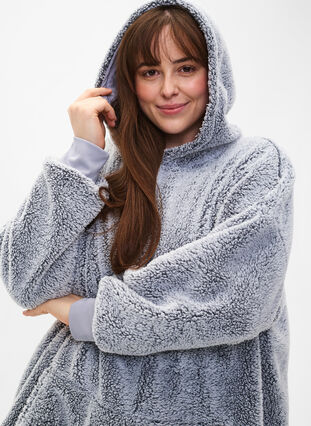 Robe en peluche surdimensionnée avec poche, Grey Melange, Model image number 2