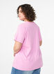 T-shirt basique en coton &agrave; col rond, Rose, Model image number 2